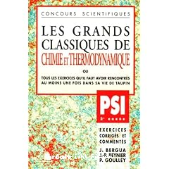 Les grands classiques de chimie et thermodynamique